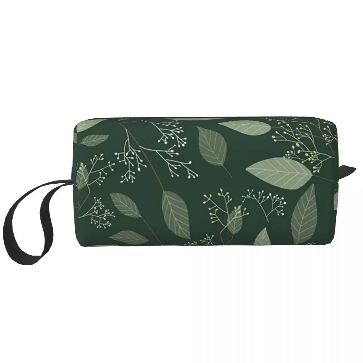 Eucalyptus Dark Green Floral Aesthetic Pattern Makeup Bag Cosmetic Dopp Kit Toiletry Cosmetic Bag for Women Beauty Pencil Case