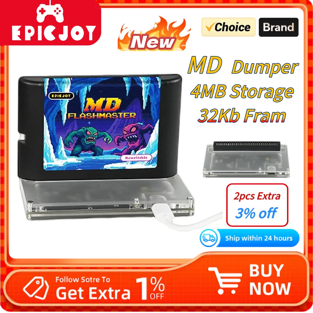 

EPICJOY MD Dumper Game Cartridge MD Flashmaster Programmer FlashKit For Sega 16bit Megadrive Genesis MD Game Console