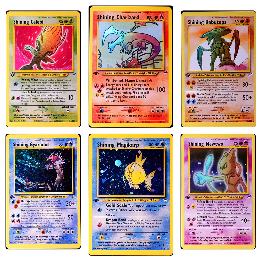 

Pokémon Japanese Proxy Cards PTCG DIY Cards PKM Collection Board Games celebi106-105 charizard 107-105 gyarados65-64 kabutops108