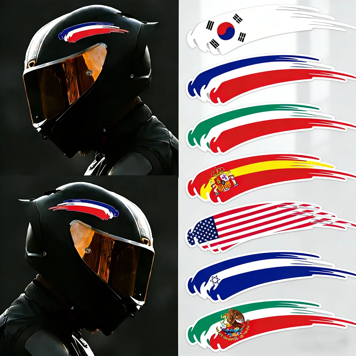 Reflective National Flag Vinyl Decals, Universal Stickers for Yamaha Honda Suzuki Kawasaki KTM Motorcycle Helmet Car Styling