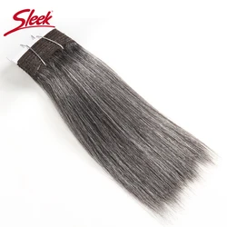 Sleek-mechones de pelo liso Yaki brasileño, extensiones de cabello humano, color gris, Remy, negro, natural, #44, #34, #280, 51