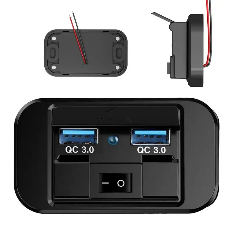 Quick Charge PD Type C 2 USB Ports Car Bus Charger Socket Adapter 12V/24V QC3.0 USB Power Panel With Swiths For Marine Moto