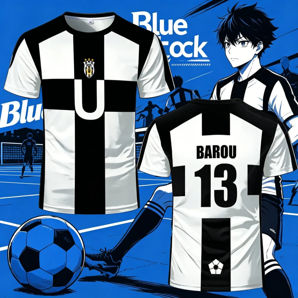2026 Summer Short Sleeves Five Person Pattern Football Motif Anime Uber Blue Lock Full 3D Print Tees Short Sleeve Cosplay