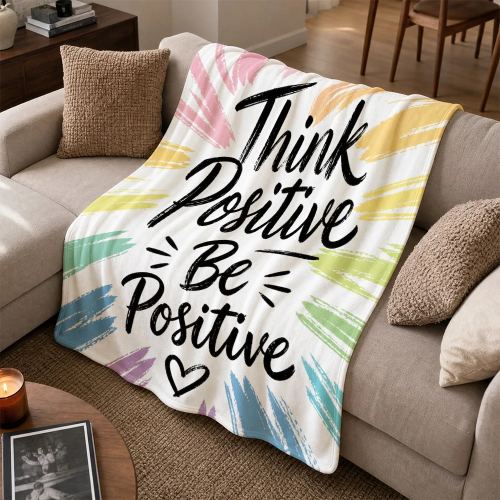 Cozy Positive Vibes Throw Blanket Lap Throw Boho Digital Art Motivational Couch Decor for Living Room Home Gift