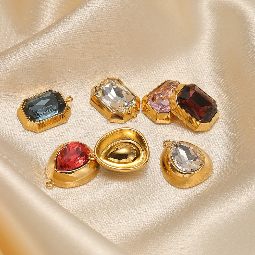 3 Stück Edelstahl-Tropfen-Strass-Anhänger für DIY-Schmuckherstellung für Frauen: Halsketten, Armbänder, Ohrringe – Detail 4