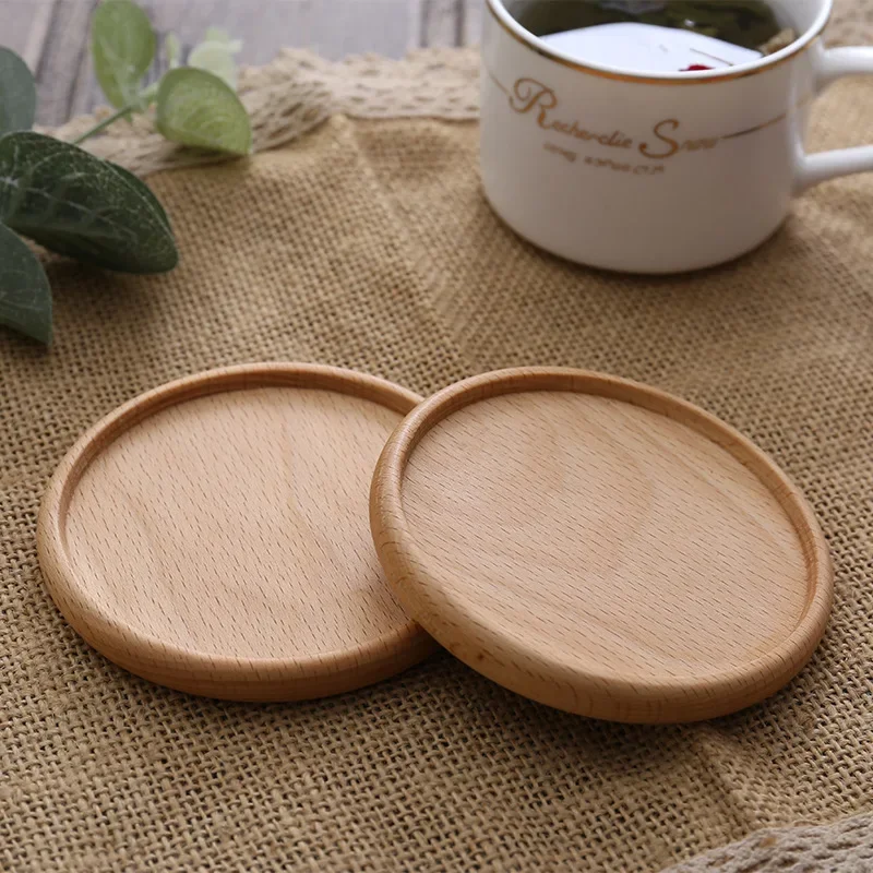 Free custom wooden circular groove coaster, breakfast coffee mat, kettle insulation mat