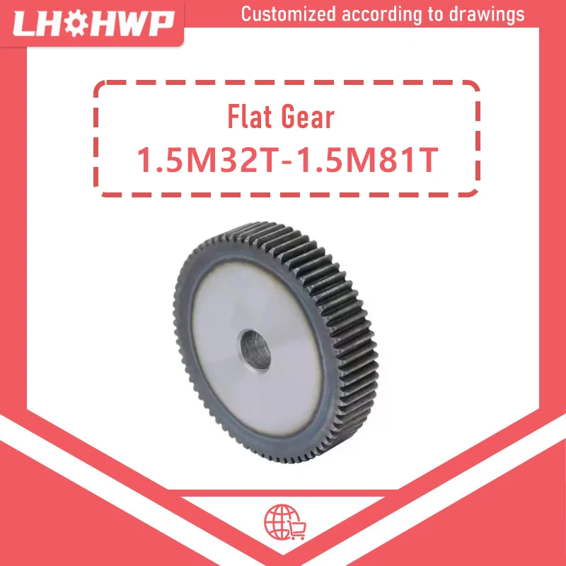 45# Steel Module 1.5 Flat Gear 32 Teeth to 81 Teeth Customizable With Process Hole 8/10/12/14mm Industrial Transmission Parts