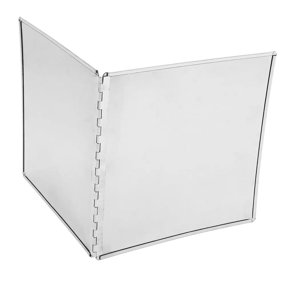 2-Side Stainless Steel Foldable Oil Splatter Guard Stove Back-Splash Protector Heat Insulation Board Frying Pan Cover