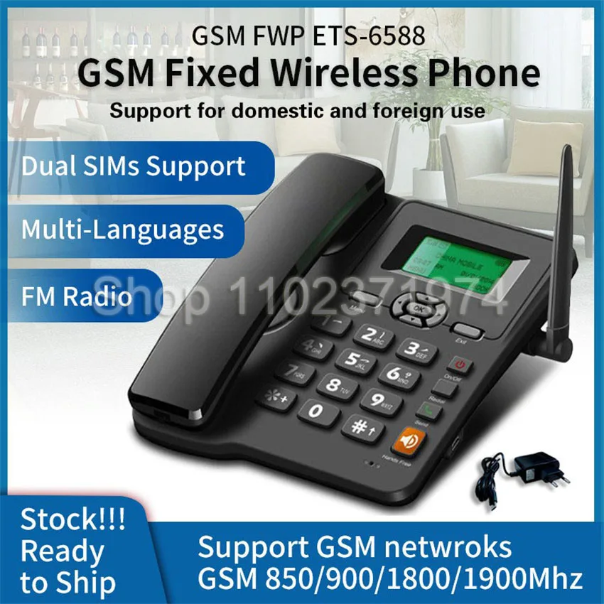 GSM Quad Band Desk Phone Wireless Dual SIM Card slot 6588 Deskphone