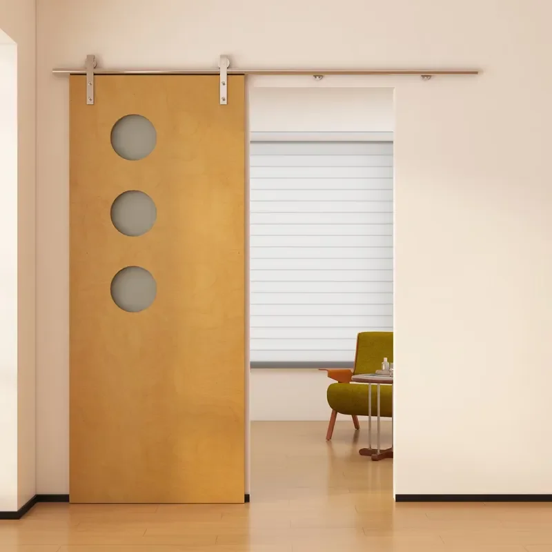 Solid Wood Imported Birch Marine Board Barn Door Hanging Rail Sliding Door for Kitchen Bathroom Partition