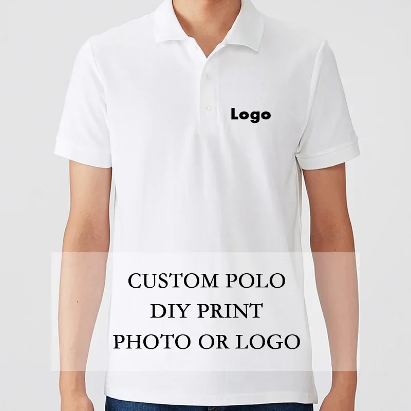 Men Polo Shirt Summer Unisex Casual Short Sleeve Polos Custom Print Company Logo Picture Mens Solid Color Bussines Shirt Tops