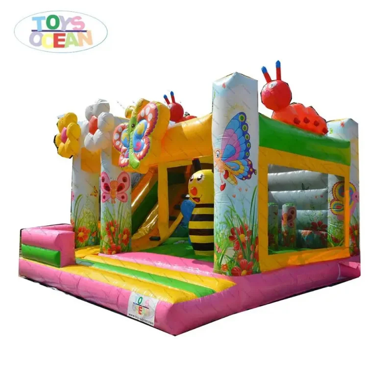 Custom Commercial PVC Flowers and Bee Inflatable butterfly Bounce with Slide Combo