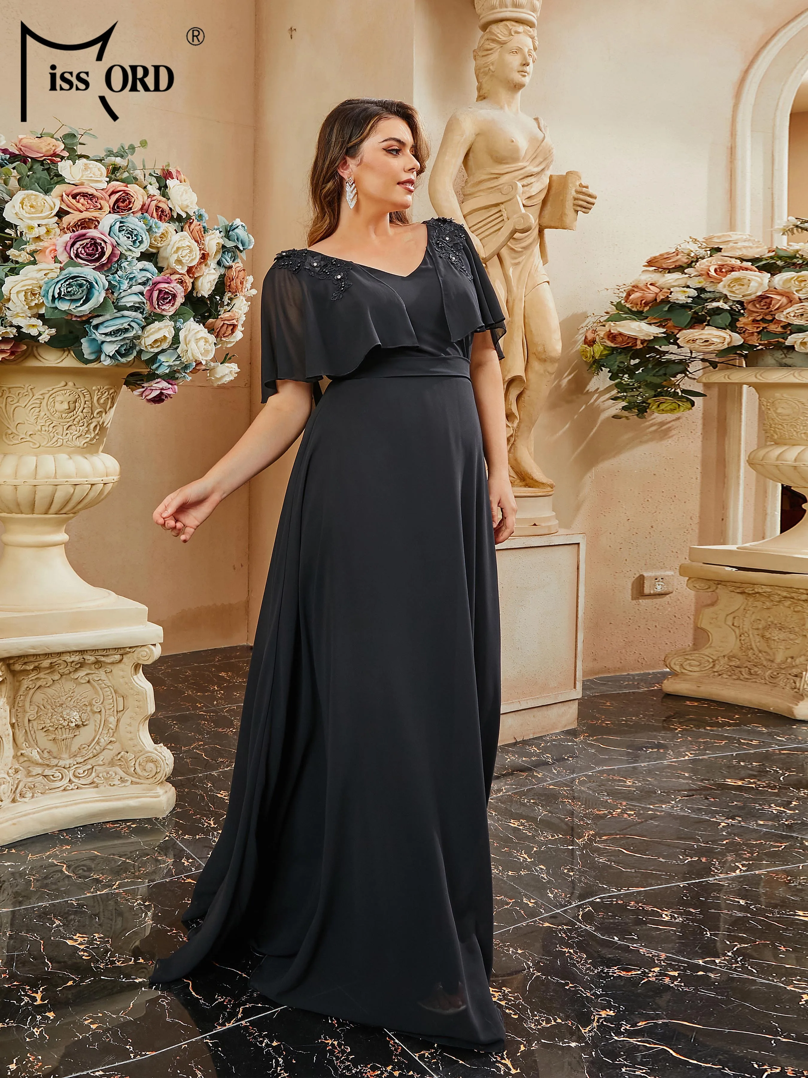 Missord Plus Size Elegant Party Dresses For Women 2023 V-Neck A-Line Prom Formal Occasion Dresses