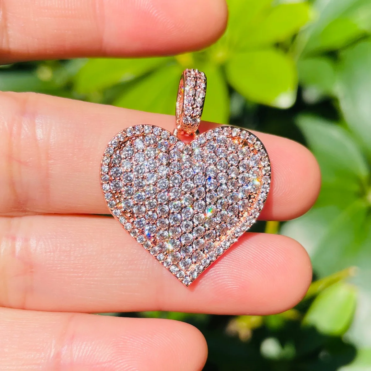 5pcs Zirconia Pave Heart Charm Bling Pendant for Women Bracelet Design Girl Necklace Bangle Making Handcrafted Jewelry Findings