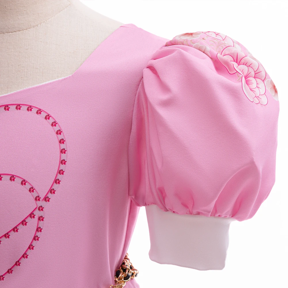 Mädchen Rise Rotes Kostüm Bridget Rosa Prinzessin Kleid mit Zubehör für Film Cosplay Halloween Karneval Geburtstag Party Outfit – Detail 9
