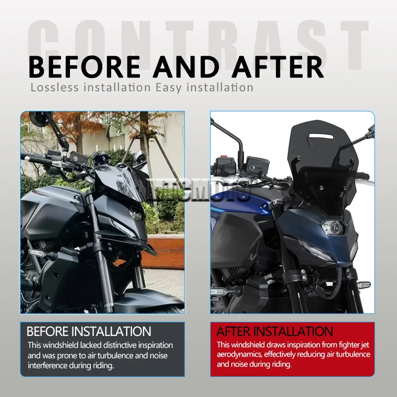 Motorcycle Front Windshield Windscreen ABS Sports Touring Windscreen Wind Deflector For Yamaha MT07 MT-07 mt07 MT 07 2025 2026