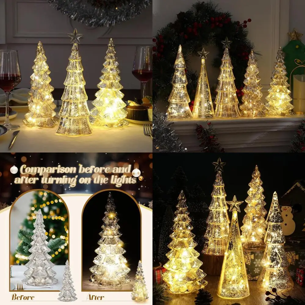 

Рождественская елка со светодиодной подсветкой из ртутного стекла 10, декор с серебряной подсветкой для центральной части домашнего стола