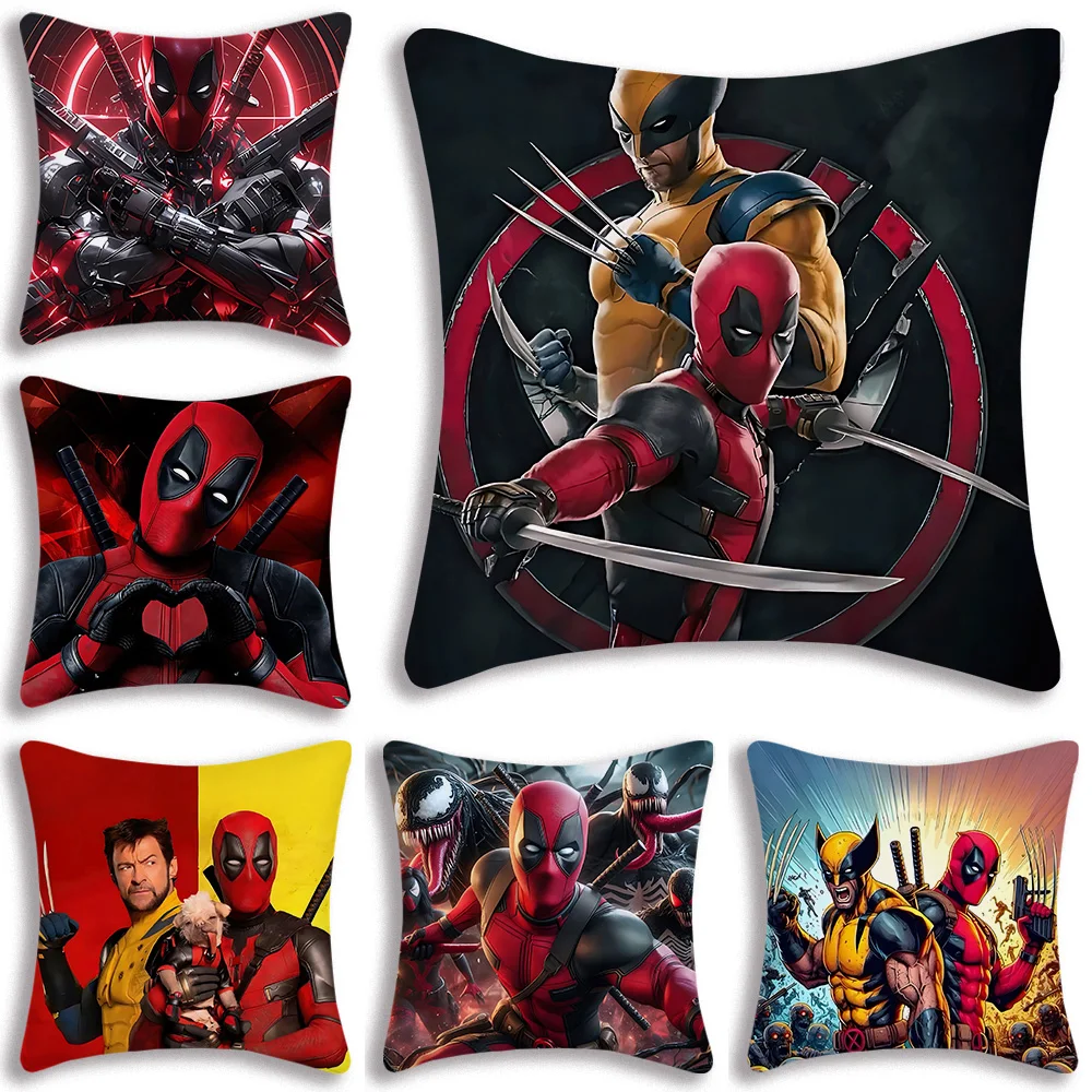 Hot Super man Deadpools Pillow Covers Cartoon Sofa Decorative Home Double-sided Printing Short Plush Cute Cushion Cover