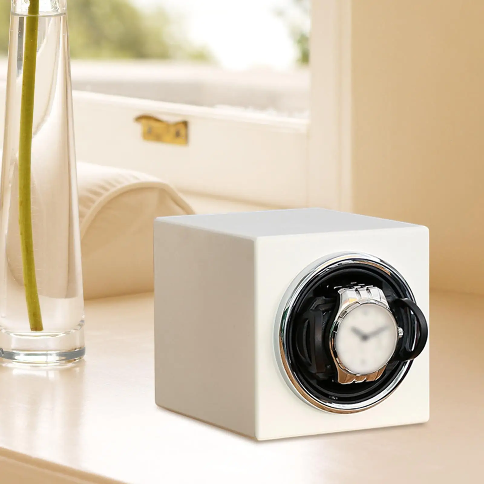 Compact Single Watch Winder Mechanical Watches USB Powered PU Winding Box