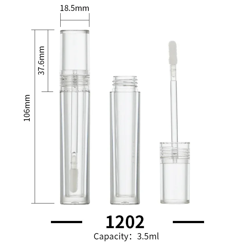 3.5ml Lip Gloss Tube White Spray Painted Gradient Fully Transparent Tubes Plastic Empty Cosmetic Bottle Packaging Material