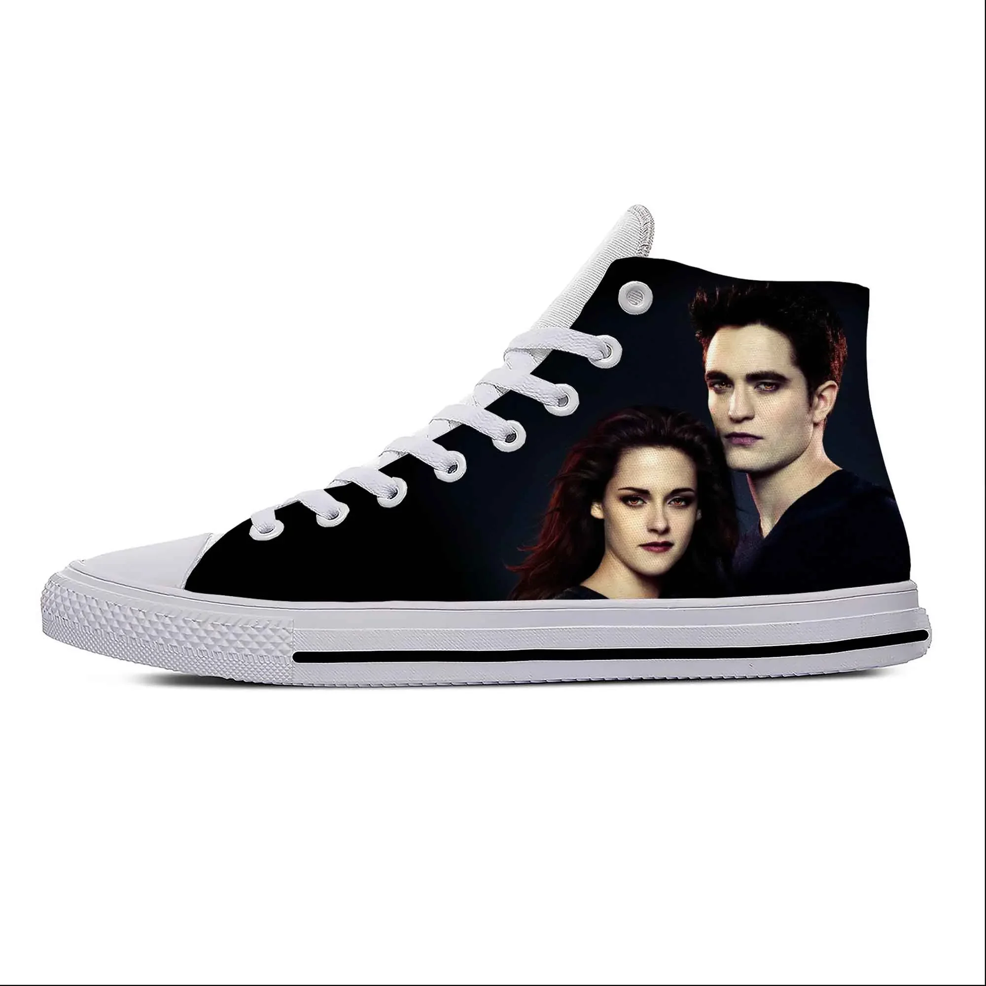 Bella Edward Twilight Saga Filme Vampiro Sapatos de pano casual para homens e mulheres, tênis de desenho alto, sapatos clássicos, ajuda