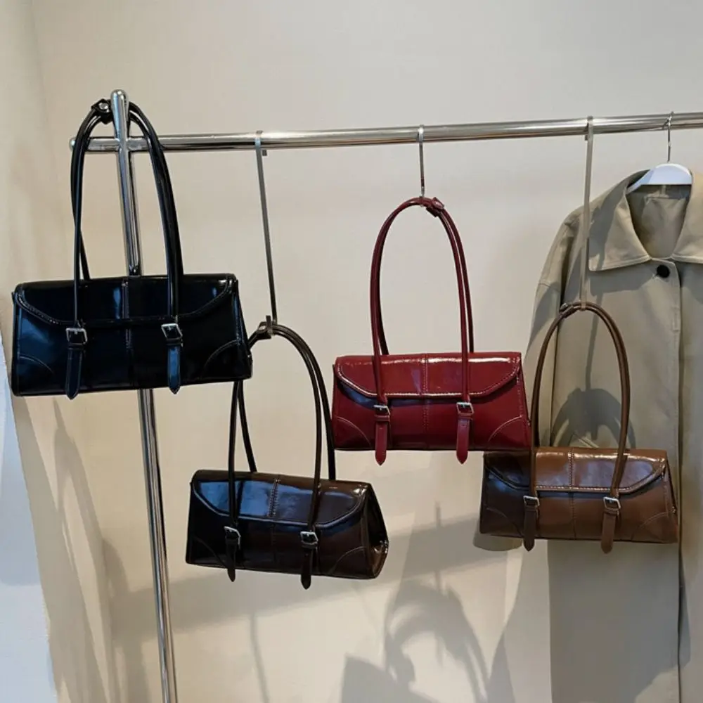 

New PU Leather Underarm Bag Large Capacity Solid Color Shoulder Bag Messenger Bag Female