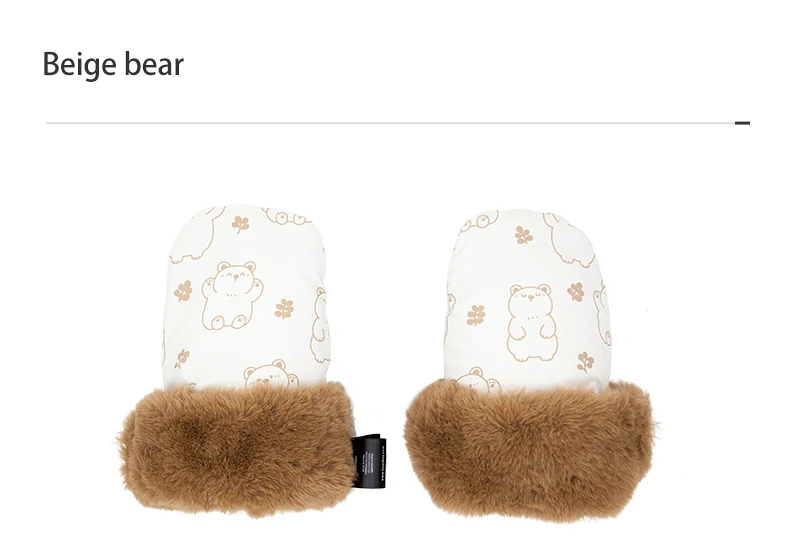 Stroller Gloves 1 Pair Winter Windproof Warm Cute Bear Brown Style Universal Prams Gloves Waterproof Baby Stroller Accessories
