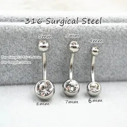 Wholesale AMIGATINA 50PCS Body Jewelry-Double Crystal Gems Navel Belly Button Surgical Steel Navel Piercing 14G Bar