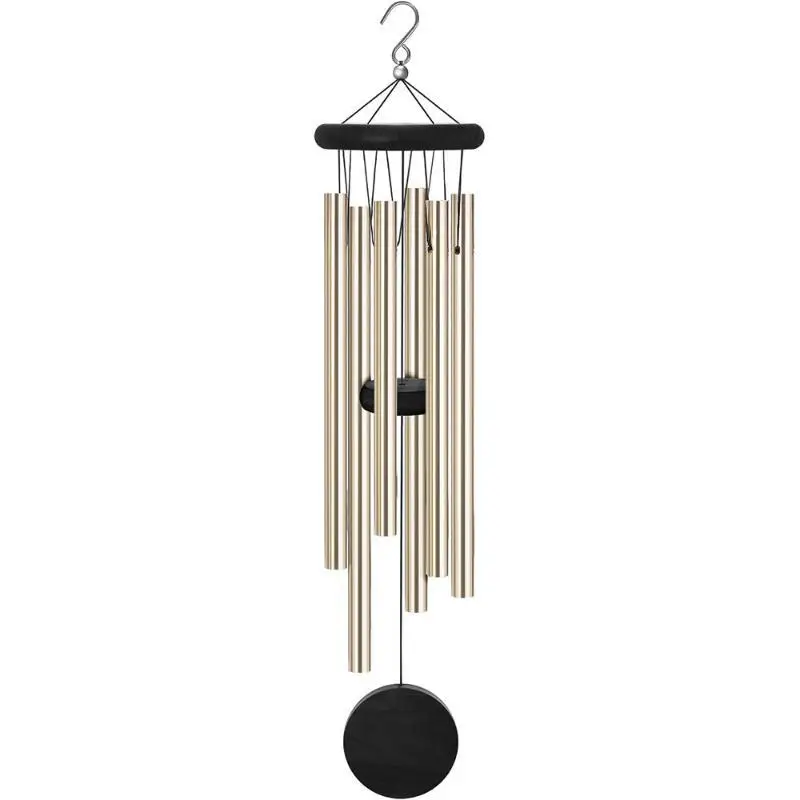 Wind Chime with 6 Aluminum Metal Tubes Red Wood Octagonal Hang Tag for Yard Porch Hanging Decoration Gift