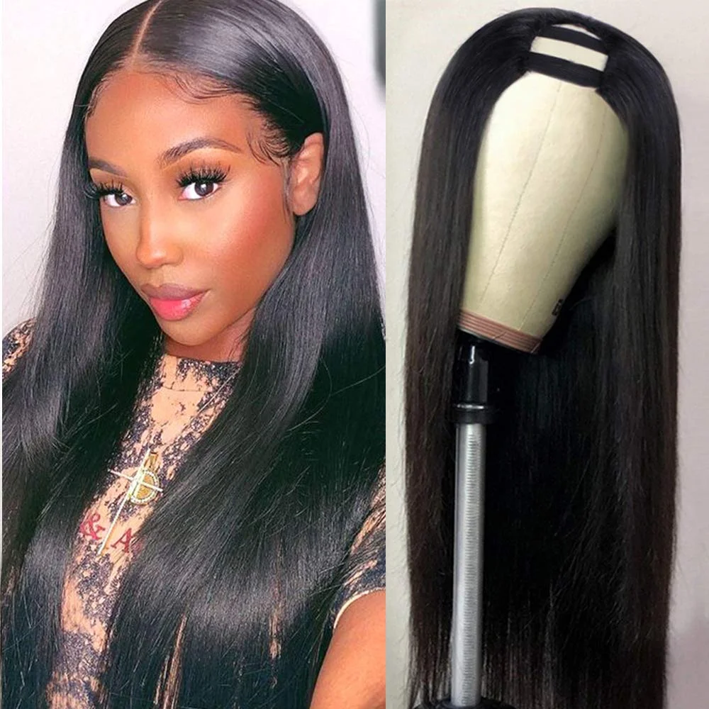 

Brazilian Straight U Part Wigs For Women Human Hair 14-30 inch 150% Density Machine Made U Shape Wigs Straight Human Hair Wigs