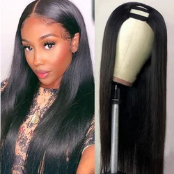 Brazilian Straight U Part Wigs For Women Human Hair 14-30 inch 150% Density Machine Made U Shape Wigs Straight Human Hair Wigs