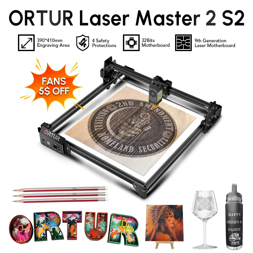 Ortur  Laser Engraver CNC Cutter Wood Acrylic Metal Woodworking  Lase Engraving Cutting Machine With Rotary Roller  DIY