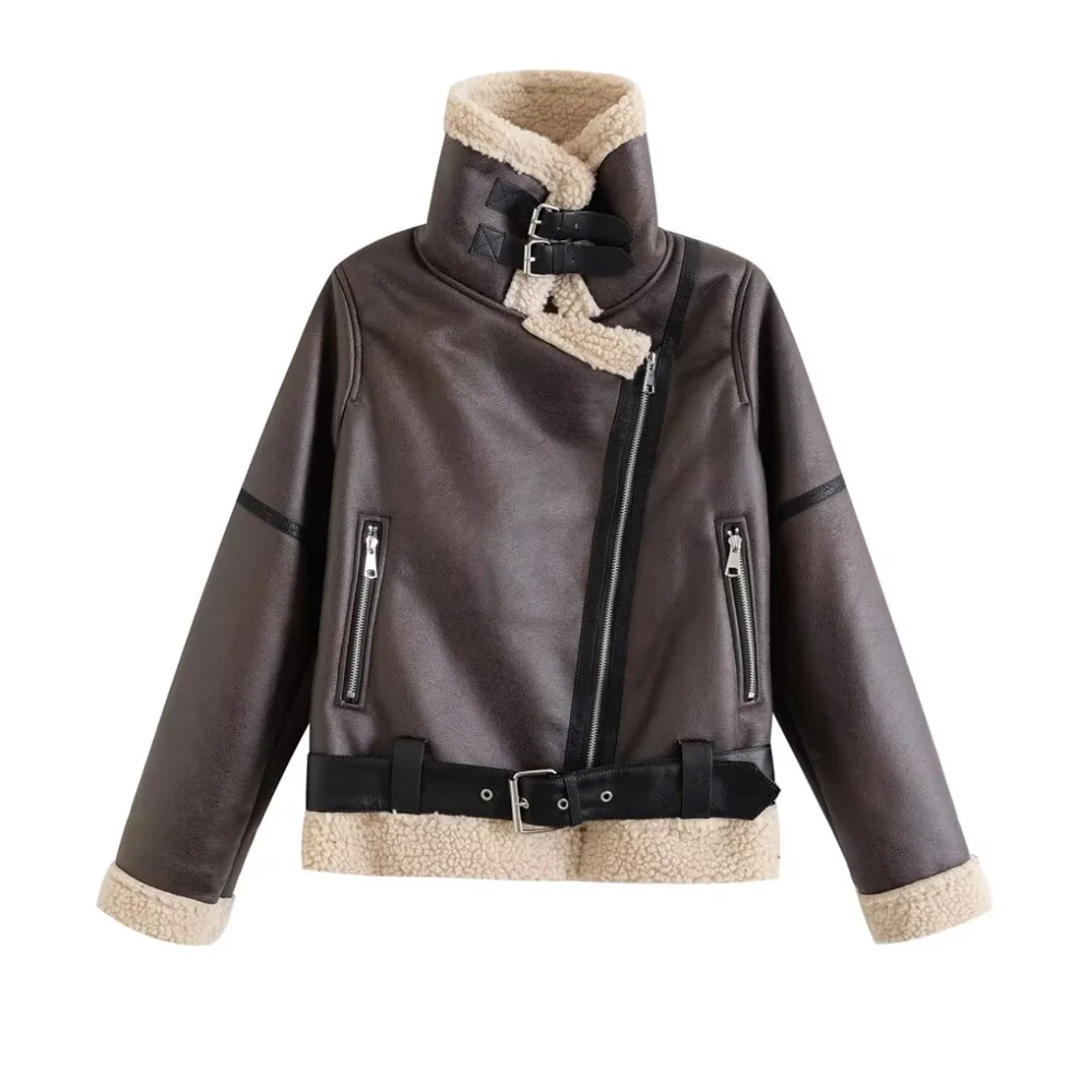 

Women's Wear Fur Integrated Coat Retro Motorcycle Jacket Top Autumn/Winter New Product Fashion
