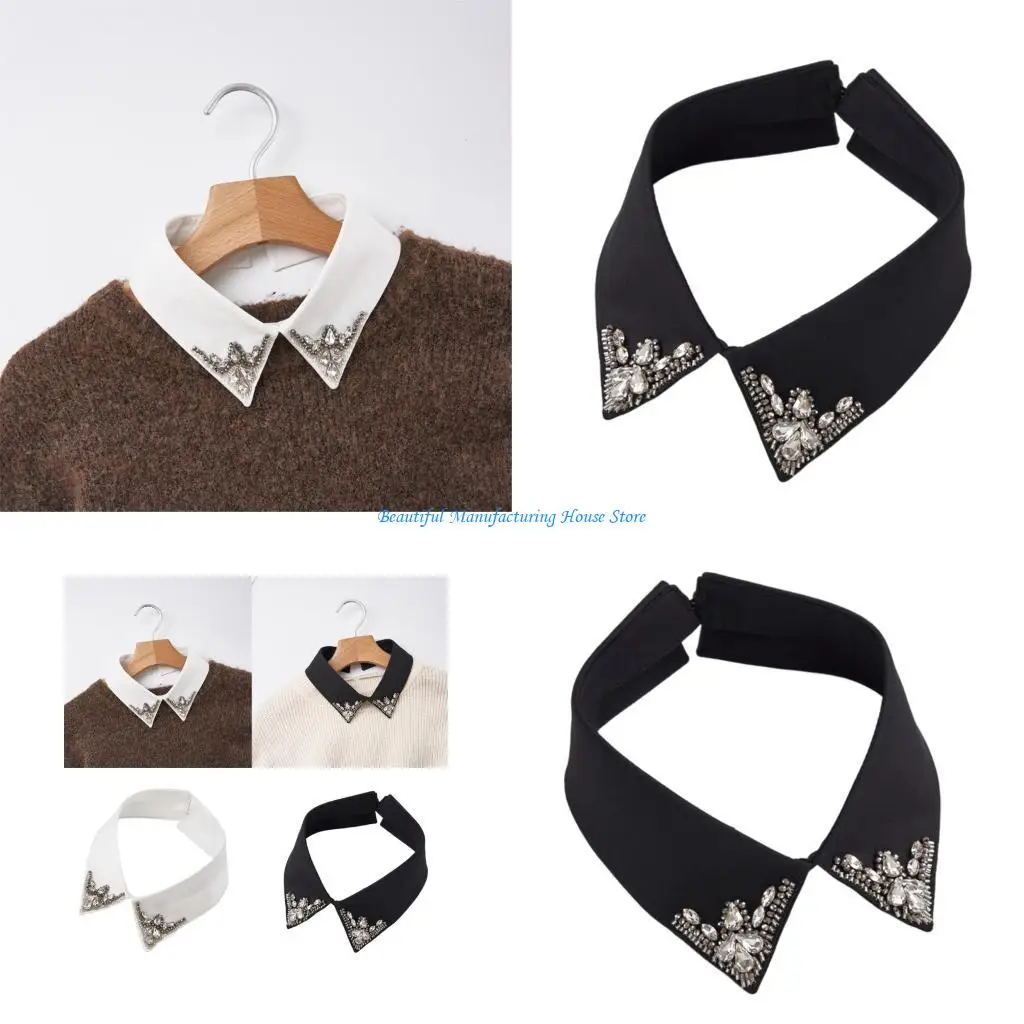 E56A Shimmering Detachable Neckpiece For Women Breathable Polyester Rear Opening Evening Wear Collar