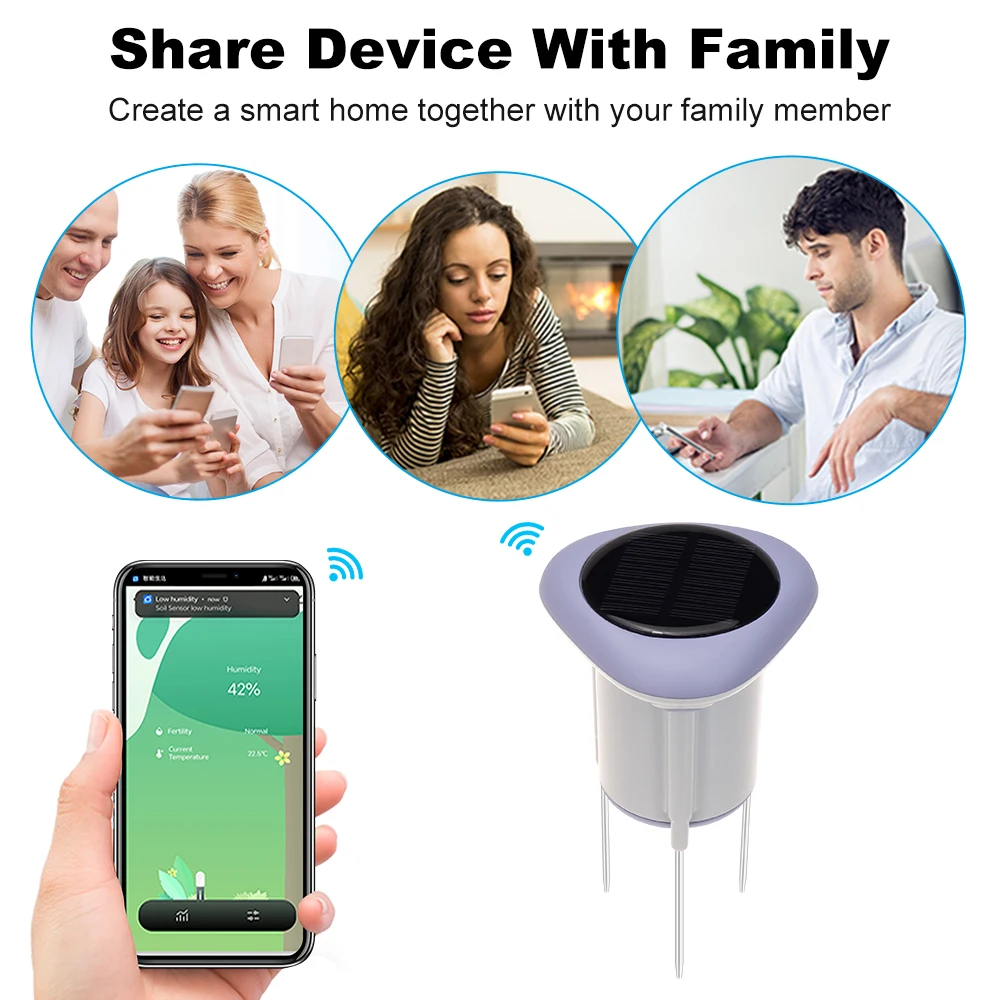 MANHOT Zigbee Smart Solar Soil Sensor IP66 Waterproof Temp Humidity Detector Monitor Home Garden Plants Cultivation Smart Life image 6