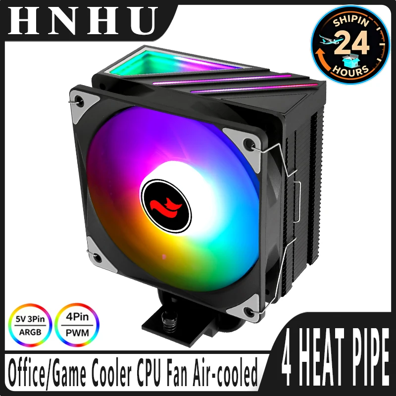 

HNHU Upgraded Version Cpu AM4 AM5 Cooler RGB 120mm Fan 4 Heat Pipe x79 x99 Processor Compatible LGA115x 1200 1700 18xx 2066 2011