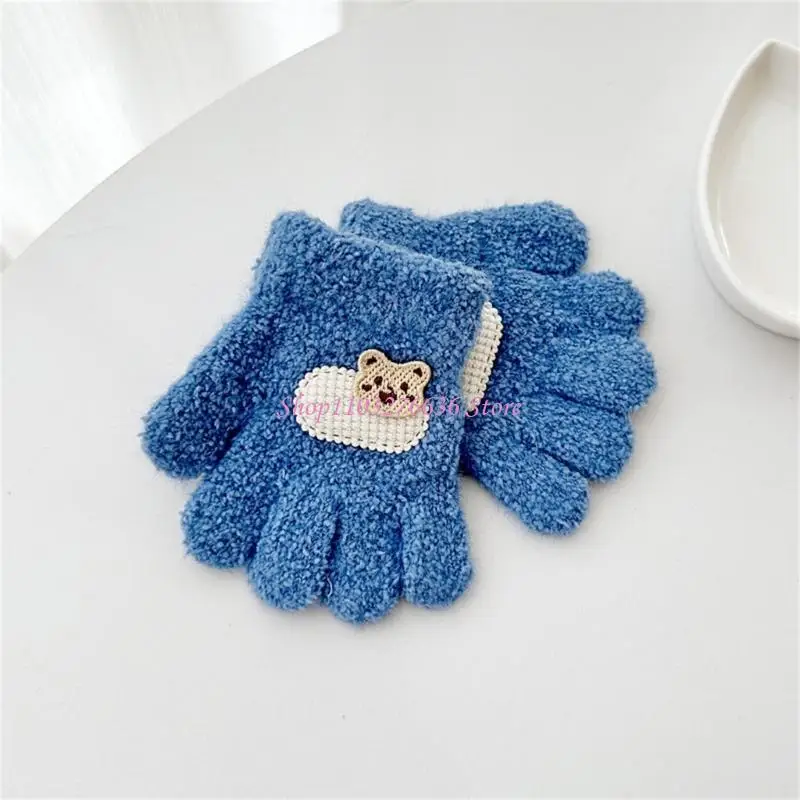 R6FD 1 Paar Winterhandschuhe für Kinder, Cartoon-Stil, für Kinder, Kindergarten, Fünf-Finger-Fäustlinge, bequem für Wärme und – Detail 10