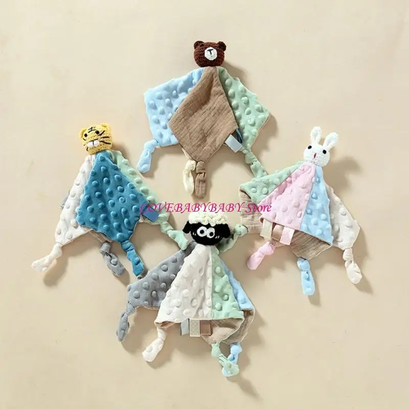 

Baby Soothing Towel Cartoon Animal Burping Cloth Comforting Doll Toy Helping Calm and Promote Sleep for Infant Toddlers 4XBC