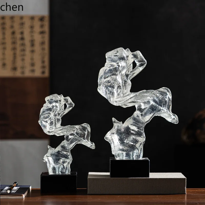 HXL Transparent Resin Irregular Rockery Entrance Ornament Study Room Tea Room Decoration