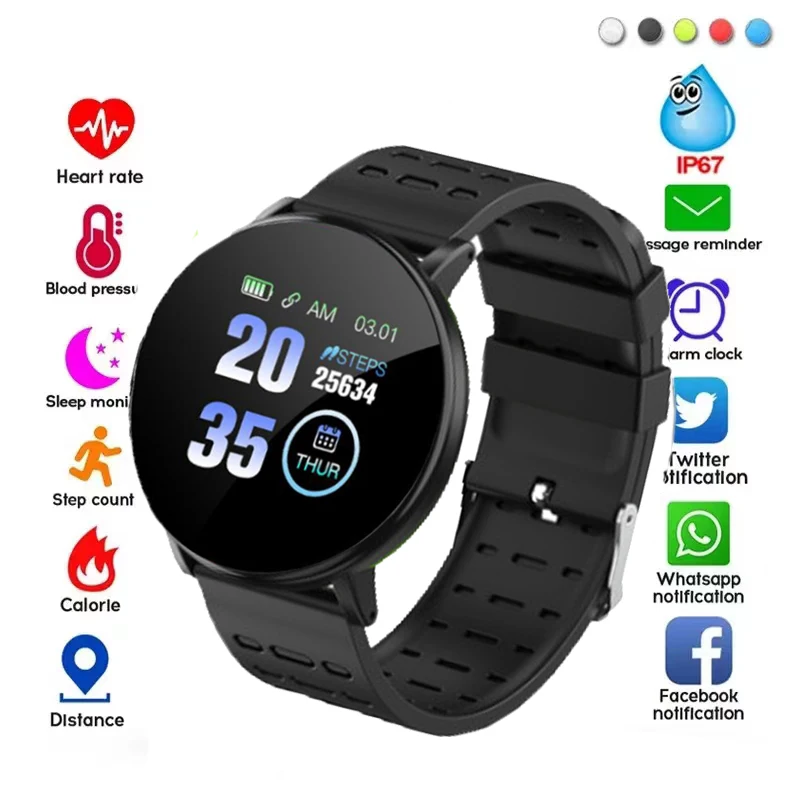 

119 Plus Waterproof SmartWatch Men Women Bluetooth Smart watch 2024 Heart Rate Monitor Fitness Tracker Smart Watch Android IOS