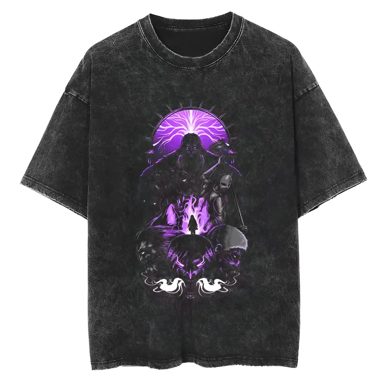 

Attack on Titan Founding Titan Anime T-Shirt Men Retro Washed Black Streetwear Casual Cotton Top Summer 2026