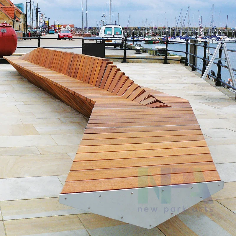 Anti-corrosion Wood Stainless Steel Outdoor Benches Modern Benches Outdoor Wood Garden Benches