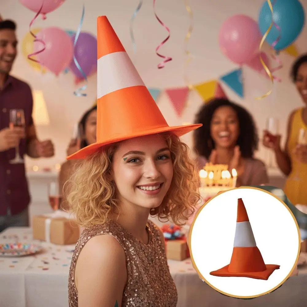 

Carnival Foldable Traffic Cone Hat Dress Up All Age Stage Hat Role Play Masquerade Party Headgear Cosplay Event
