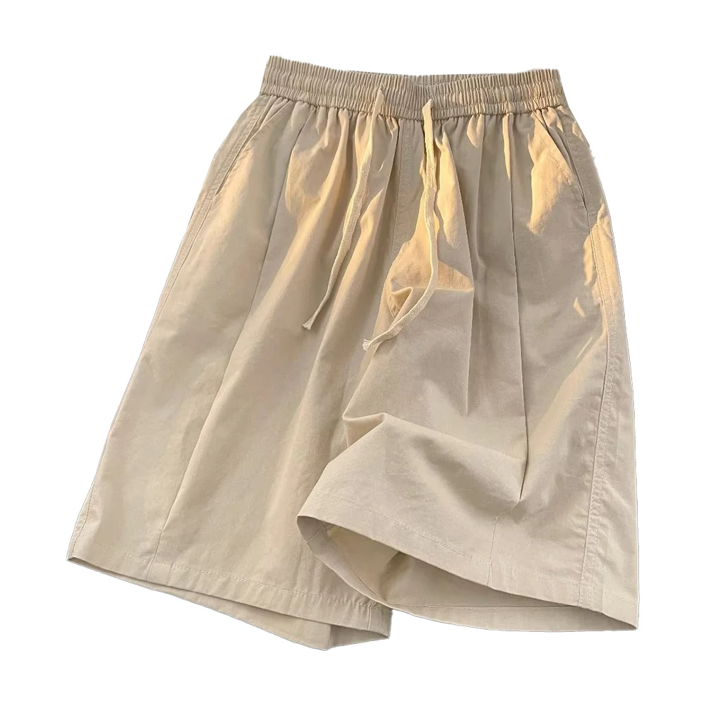 Lightweight Men's Summer Casual Vintage Shorts in Korean Style with Practical Pocket Features and Adjustable Drawstrings