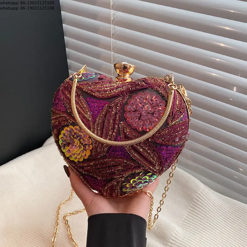 2026 new European and American fashion sequined shoulder bag in Internet celebrity retro portable dinner bag