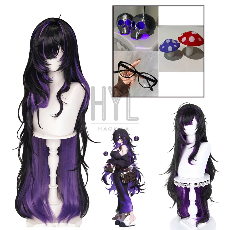 NIKKE：The Goddess of Victory Label Cosplay Wig Black Long Synthetic Hair Glasses For Women Men Halloween Carnival Party Props