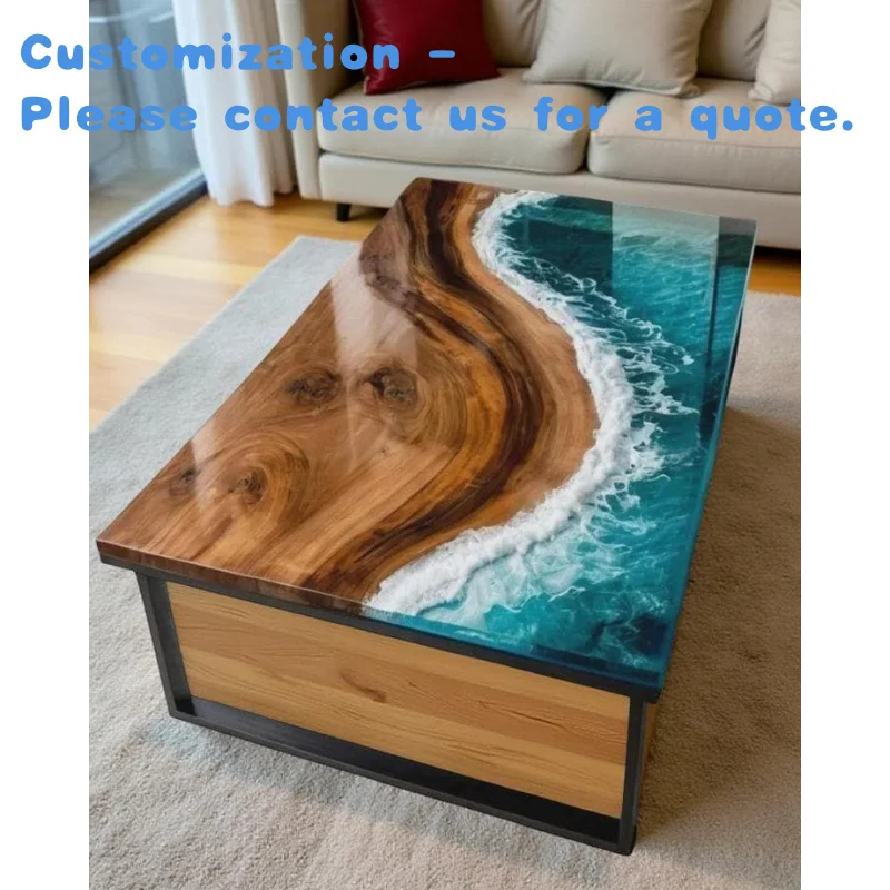 

custom.Hot Sale Modern Handcrafted Exquisite Epoxy Resin Ocean River Dining Table
