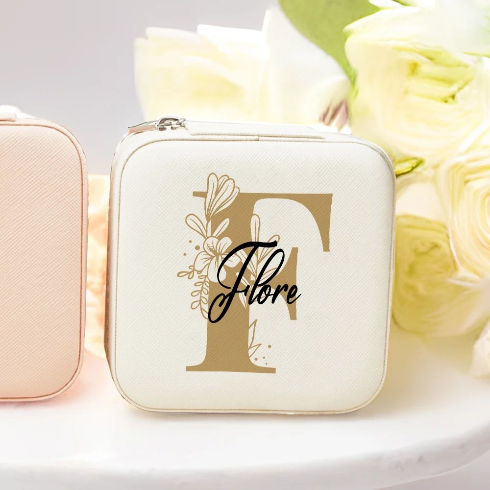 Personalised Jewellery Box Travel Zipper Alphabets Jewellery Boxes Custom Name Wedding Bridesmaid Proposal Gifts Wedding Favor