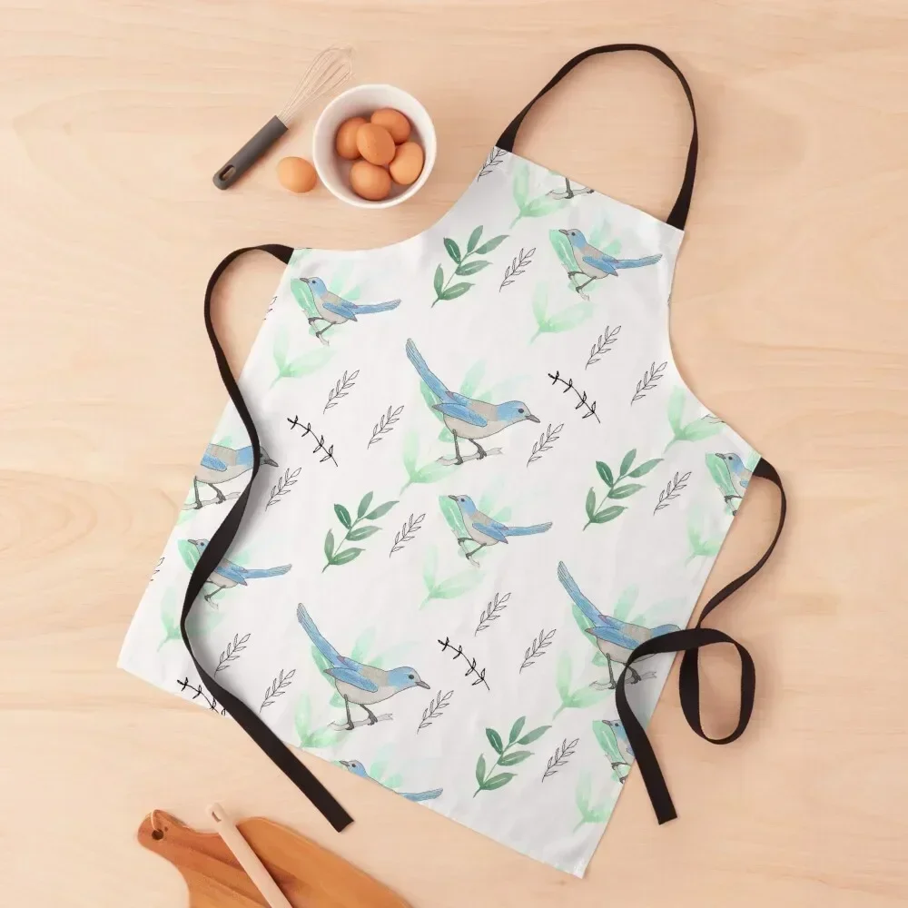 

Florida Scrub Jay floral bird pattern Apron Kitchen Household Items For Women Nursing Womens Dresses Apron