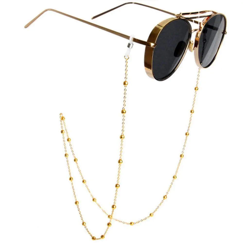 Eyeglass Retainer Metal Beads Eyewear Straps Man Women Fashion Reading Sunglasses Glasses Chain Gold